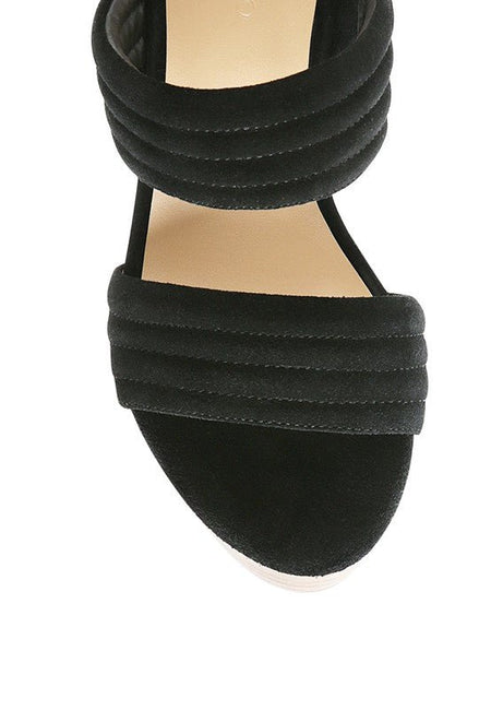 MILLE FEUX SUEDE SLIP - ON BLOCK HEELED SANDAL - Sleekdenim.com