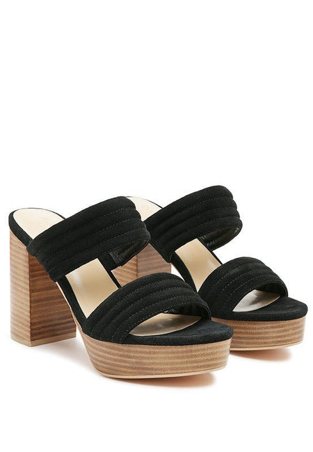 MILLE FEUX SUEDE SLIP - ON BLOCK HEELED SANDAL - Sleekdenim.com