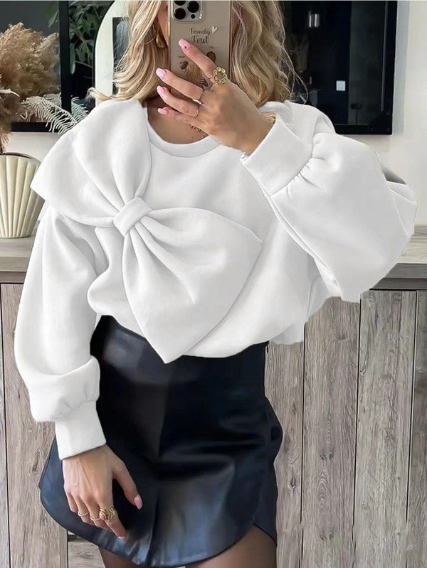 Miss Sparkling Bow detail Sweater - Sleekdenim.com