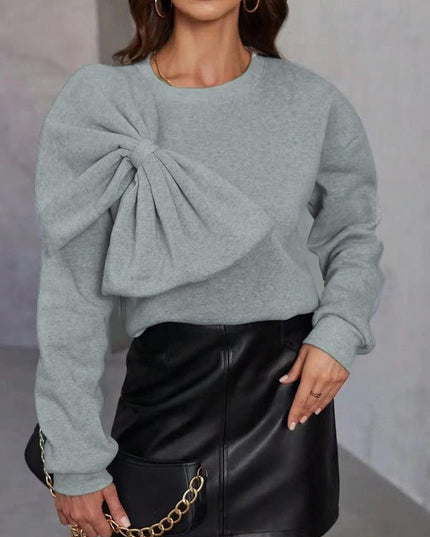 Miss Sparkling Bow detail Sweater - Sleekdenim.com