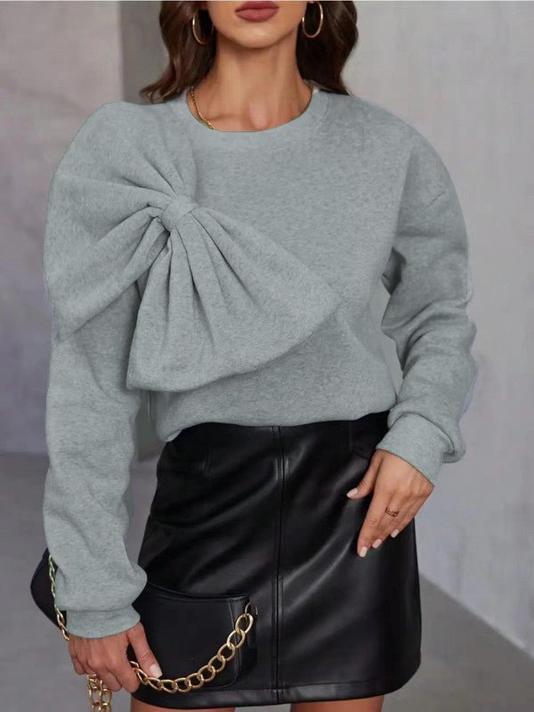 Miss Sparkling Bow detail Sweater - Sleekdenim.com