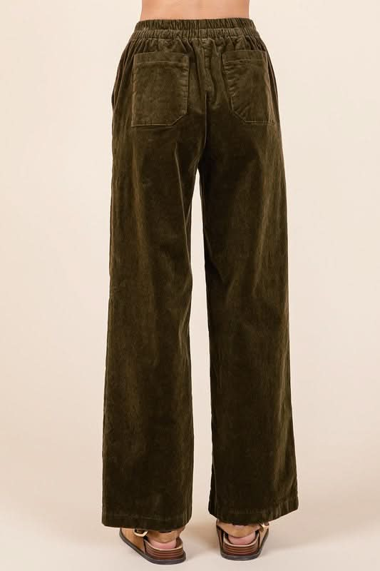 Mittoshop Corduroy Back Elastic Waist Pants - Sleekdenim.com