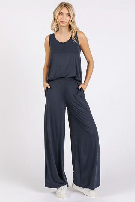 Mittoshop Yoga Air Stretch Elastic Waist Wide Leg Pants - Sleekdenim.com