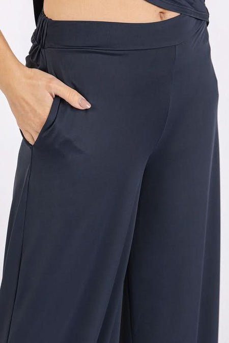 Mittoshop Yoga Air Stretch Elastic Waist Wide Leg Pants - Sleekdenim.com