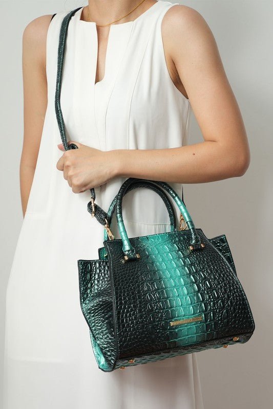 MKF Bently Croc - Embossed Tote & Wallet Set - Sleekdenim.com