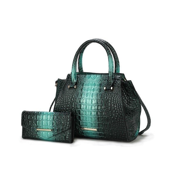 MKF Bently Croc - Embossed Tote & Wallet Set - Sleekdenim.com