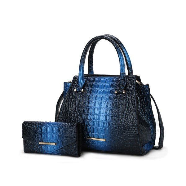 MKF Bently Croc - Embossed Tote & Wallet Set - Sleekdenim.com