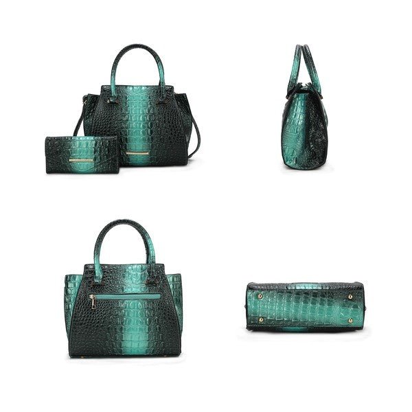 MKF Bently Croc - Embossed Tote & Wallet Set - Sleekdenim.com