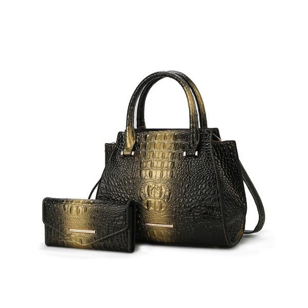 MKF Bently Croc - Embossed Tote & Wallet Set - Sleekdenim.com