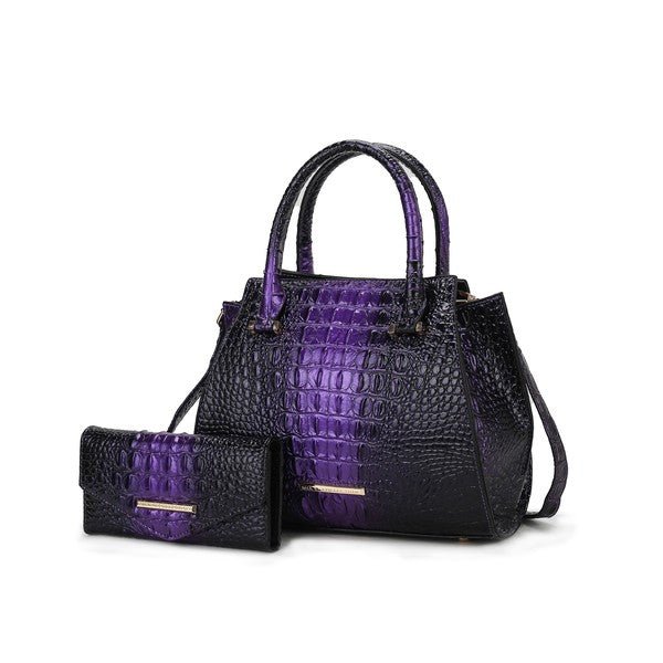 MKF Bently Croc - Embossed Tote & Wallet Set - Sleekdenim.com