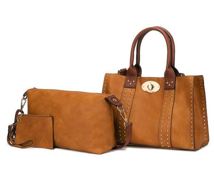 MKF Elissa Satchel Handbag by Mia K - 3 pc Set - Sleekdenim.com