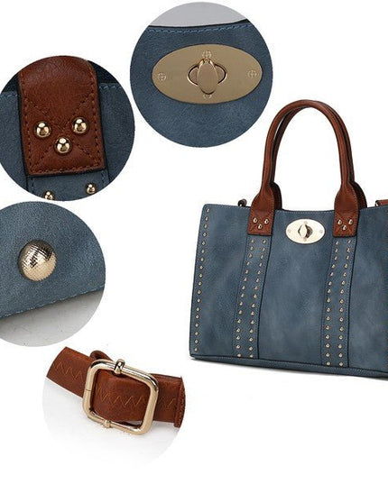 MKF Elissa Satchel Handbag by Mia K - 3 pc Set - Sleekdenim.com