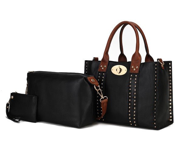 MKF Elissa Satchel Handbag by Mia K - 3 pc Set - Sleekdenim.com