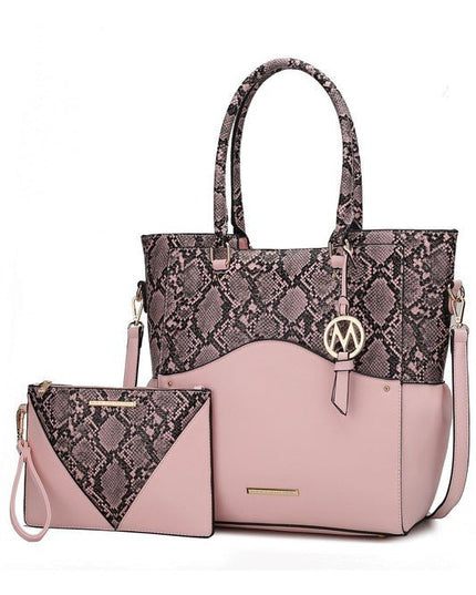 MKF Iris Snake Tote Bag Wristlet Pouch by Mia K - Sleekdenim.com