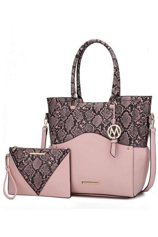 MKF Iris Snake Tote Bag Wristlet Pouch by Mia K - Sleekdenim.com