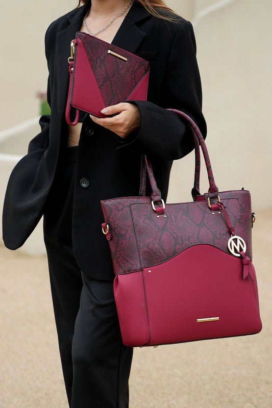 MKF Iris Snake Tote Bag Wristlet Pouch by Mia K - Sleekdenim.com