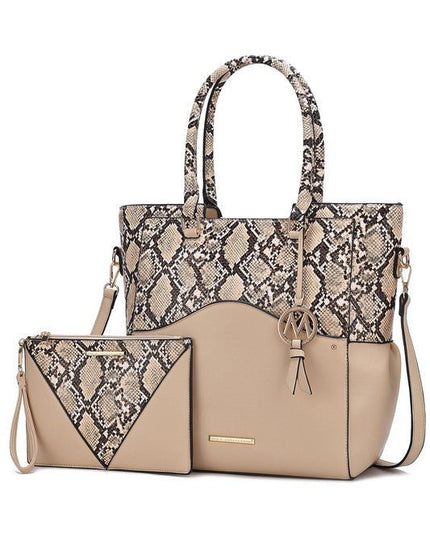 MKF Iris Snake Tote Bag Wristlet Pouch by Mia K - Sleekdenim.com