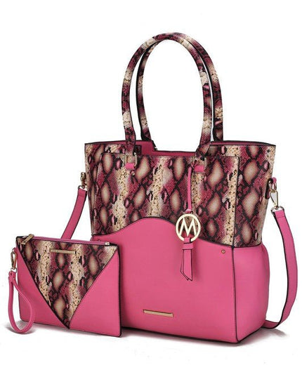 MKF Iris Snake Tote Bag Wristlet Pouch by Mia K - Sleekdenim.com