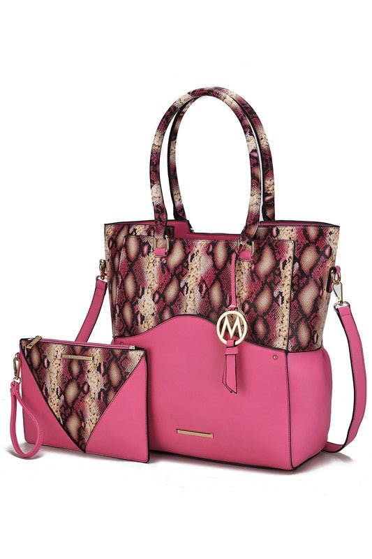 MKF Iris Snake Tote Bag Wristlet Pouch by Mia K - Sleekdenim.com