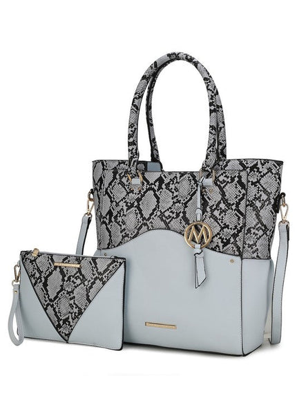 MKF Iris Snake Tote Bag Wristlet Pouch by Mia K - Sleekdenim.com