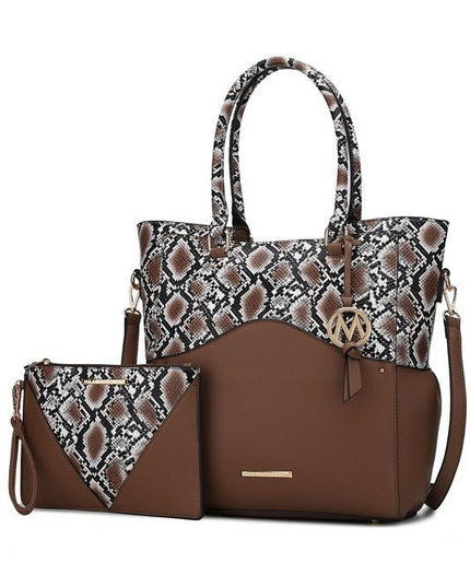 MKF Iris Snake Tote Bag Wristlet Pouch by Mia K - Sleekdenim.com