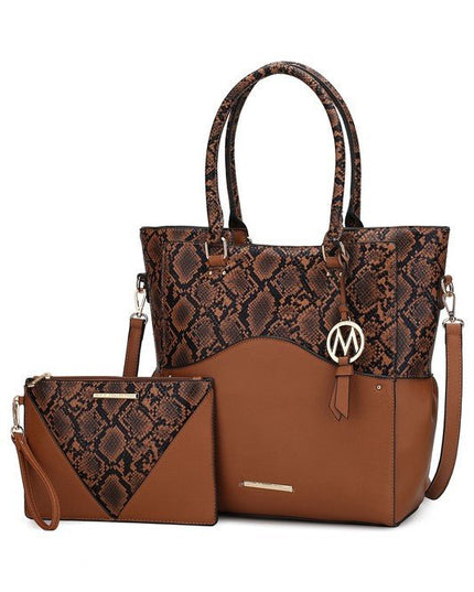 MKF Iris Snake Tote Bag Wristlet Pouch by Mia K - Sleekdenim.com