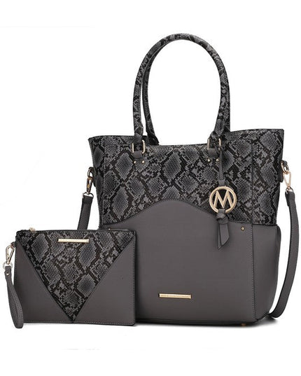 MKF Iris Snake Tote Bag Wristlet Pouch by Mia K - Sleekdenim.com