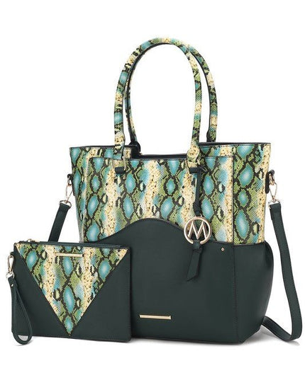 MKF Iris Snake Tote Bag Wristlet Pouch by Mia K - Sleekdenim.com