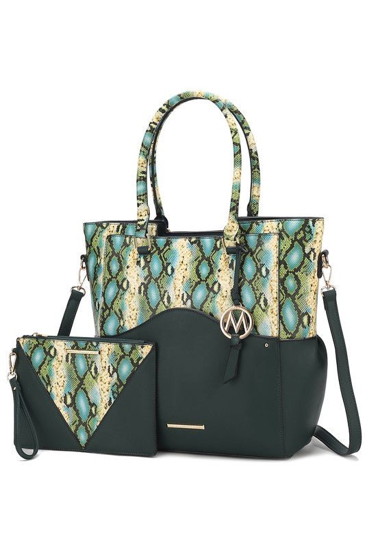 MKF Iris Snake Tote Bag Wristlet Pouch by Mia K - Sleekdenim.com