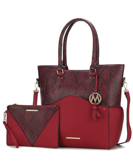 MKF Iris Snake Tote Bag Wristlet Pouch by Mia K - Sleekdenim.com