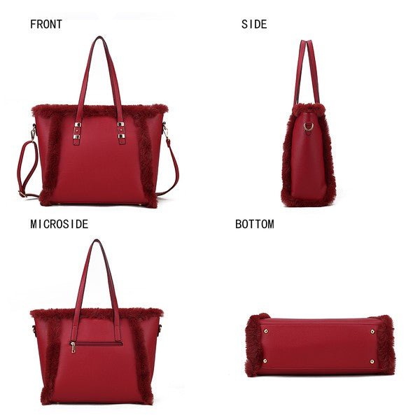 MKF Liza with Faux Fur Women Tote Bag by Mia K - Sleekdenim.com