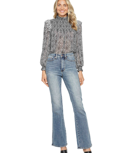 Judy Blue High Waist Tummy Control Back Pocket Embroidery Bootcut Denim Jeans 88783 - 3 Inseam Options