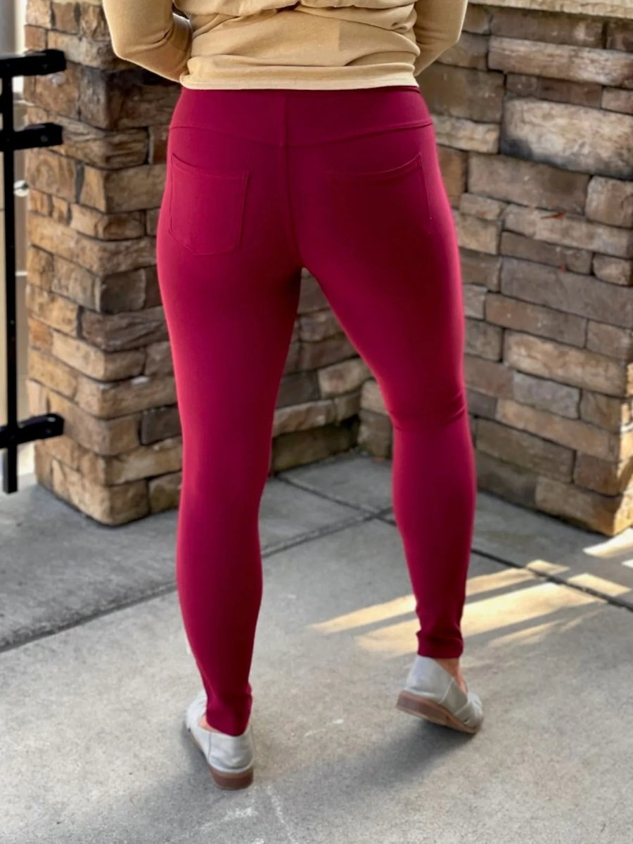 My Perfect Ponte Pants in Wine Red - Sleekdenim.com