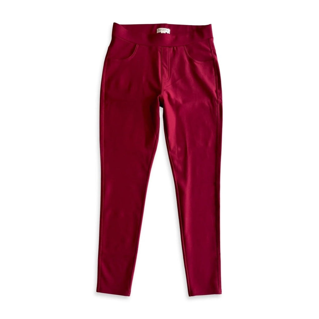 My Perfect Ponte Pants in Wine Red - Sleekdenim.com