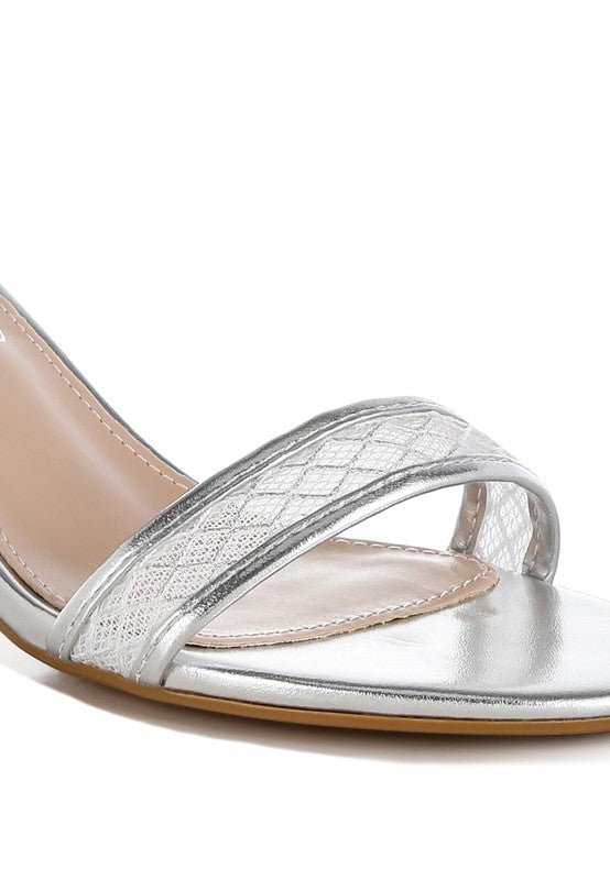 Ninto Metallic Faux Leather Kitten Heel Sandals - Sleekdenim.com