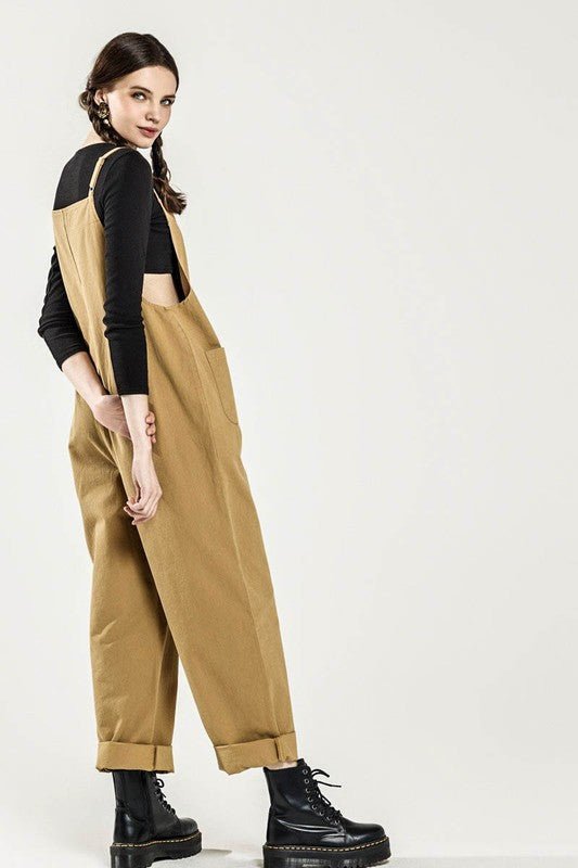 Plus Button Down Sleeveless Overall Jumpsuit - Sleekdenim.com