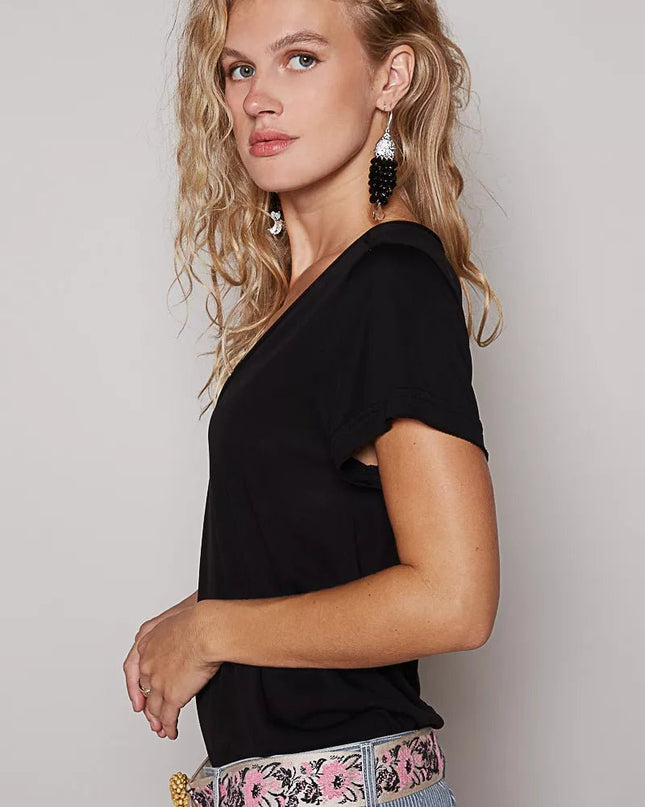 POL Basic V - Neck Short Sleeve T-Shirt - Sleekdenim.com