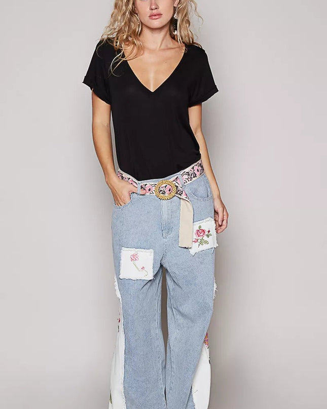 POL Basic V - Neck Short Sleeve T-Shirt - Sleekdenim.com