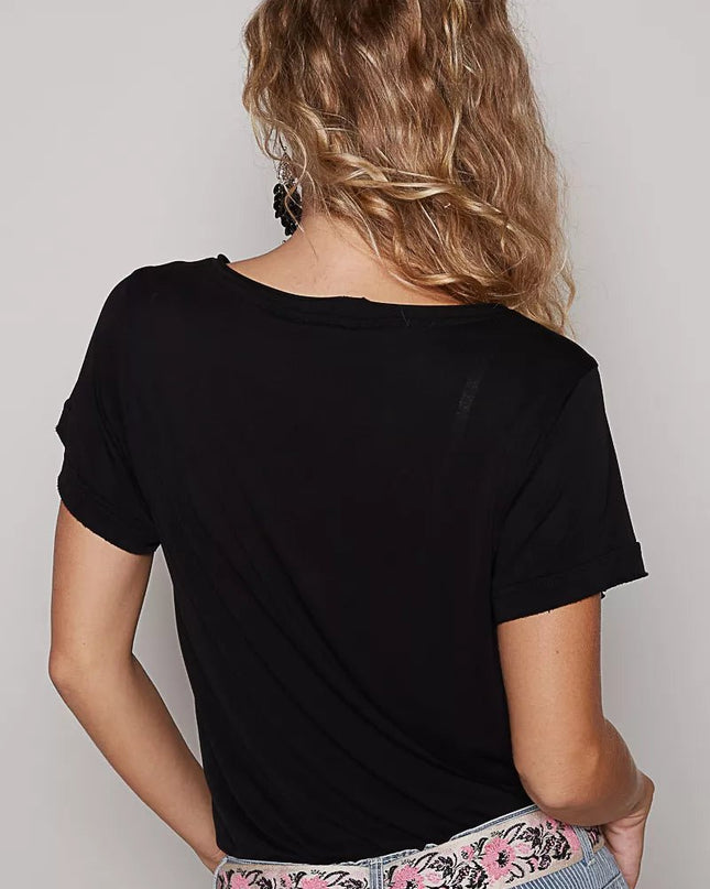 POL Basic V - Neck Short Sleeve T-Shirt - Sleekdenim.com