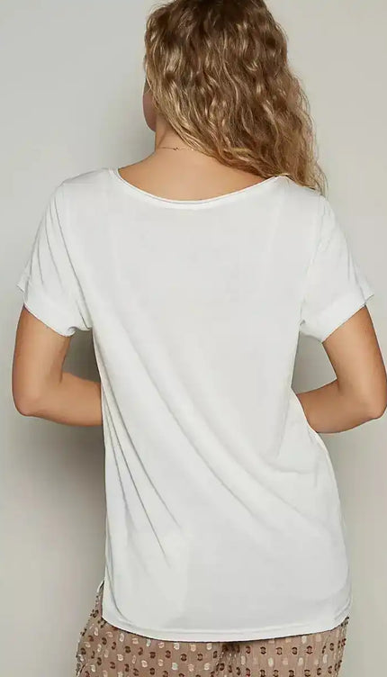 POL Basic V-Neck Short Sleeve T-Shirt - Sleekdenim.com