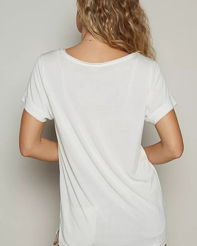 POL Basic V - Neck Short Sleeve T-Shirt - Sleekdenim.com