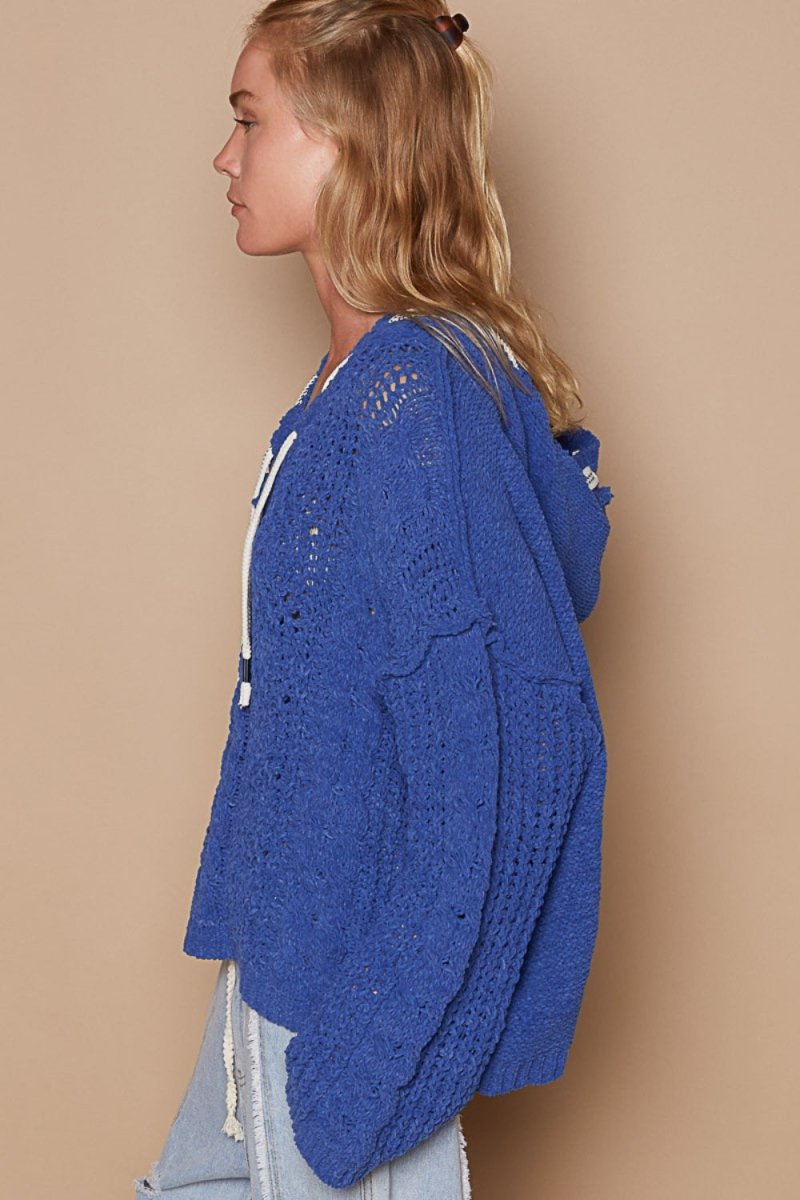 POL Cable Knit Hooded Chenille Sweater - Sleekdenim.com