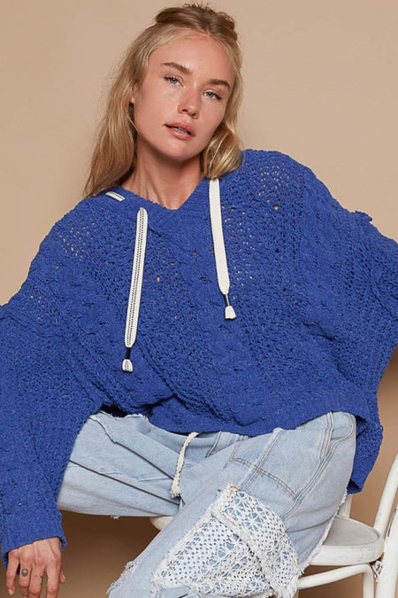 POL Cable Knit Hooded Chenille Sweater - Sleekdenim.com