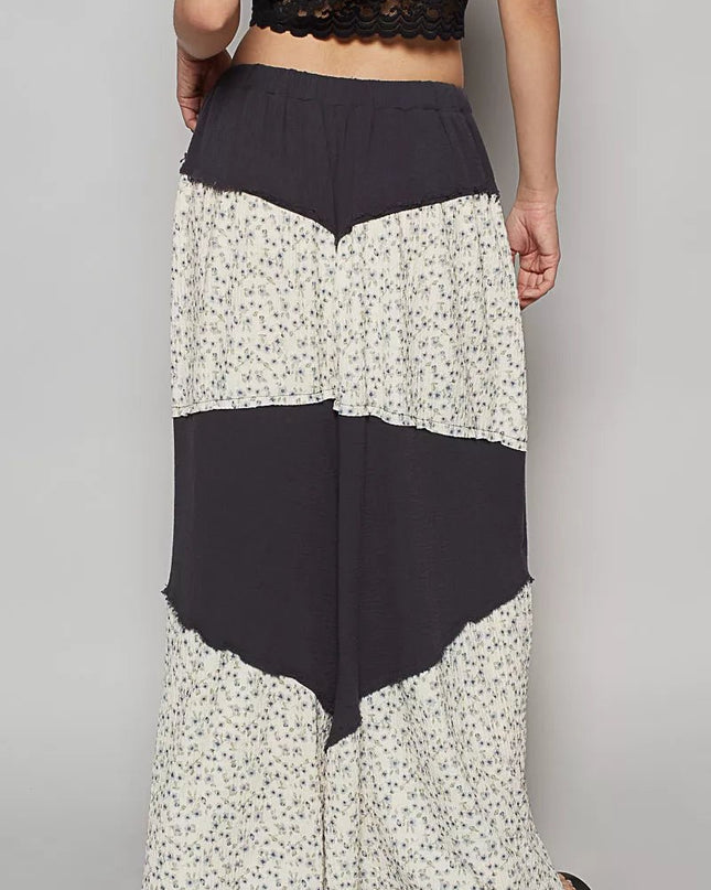 POL Contrast Floral Drawstring Wide Leg Pants - Sleekdenim.com
