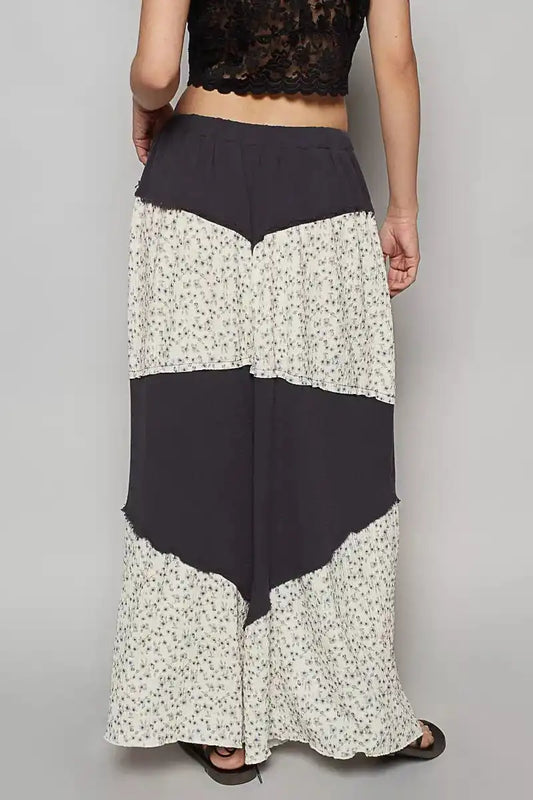 POL Contrast Floral Drawstring Wide Leg Pants - Sleekdenim.com