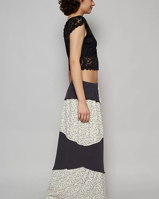 POL Contrast Floral Drawstring Wide Leg Pants - Sleekdenim.com