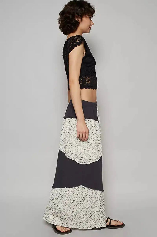 POL Contrast Floral Drawstring Wide Leg Pants - Sleekdenim.com