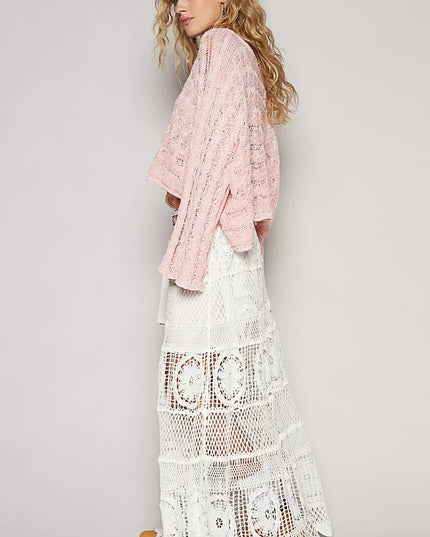 POL Crochet Floral Flared Skirt with Elastic Waist Band - Sleekdenim.com