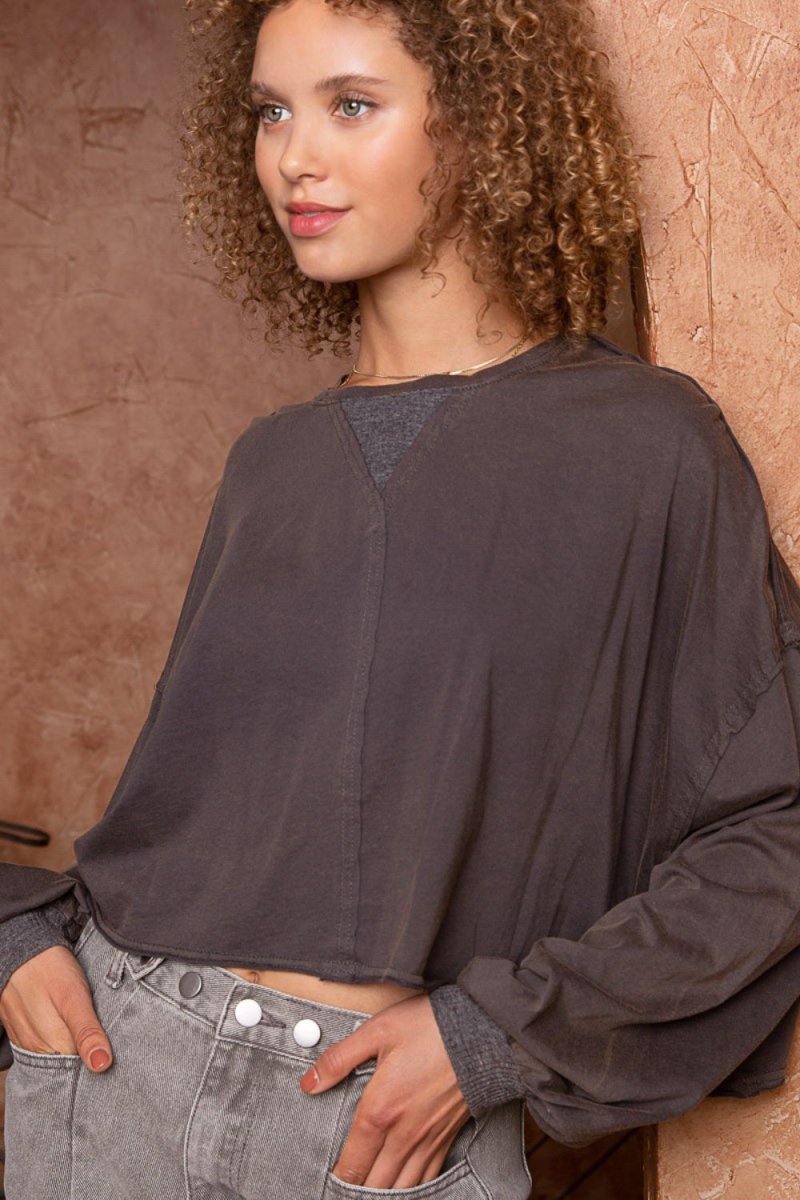 POL Cropped Long Sleeve Top - Sleekdenim.com