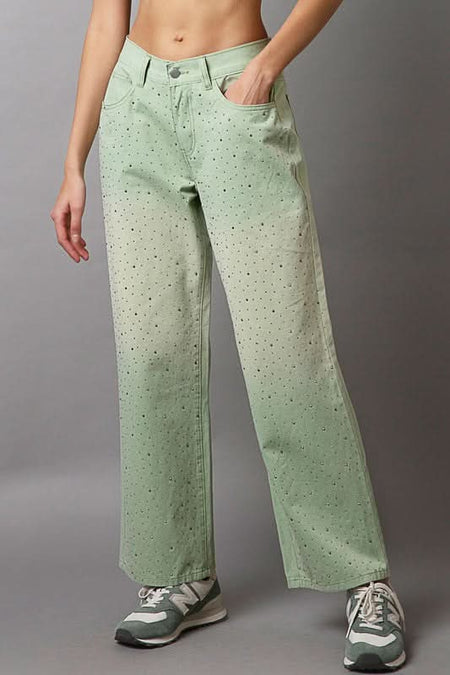 POL Embellishments Gradient Wide Leg Pants - Sleekdenim.com